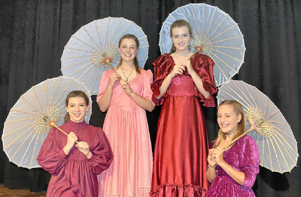 Maddie Williment, Ellie Douglas, Emily Lackner and Caroline Fern play the daughters in The Pirate of Penzance.